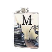 Vintage-Schreibmaschine Retro-Monogramm-Whiskyflas Flachmann (Links)