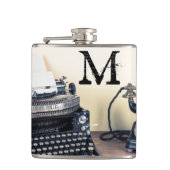Vintage-Schreibmaschine Retro-Monogramm-Whiskyflas Flachmann (Vorderseite)