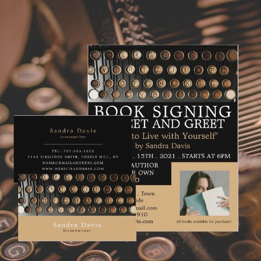 Vintage Schreibmaschine, Schriftsteller Visitenkarte