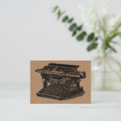 Vintage Schreibmaschine - Schwarz auf Kartentex Visitenkarte (Stehend Vorderseite)