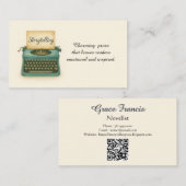 Vintage Schreibmaschine Storyteller Writer Visitenkarte (Vorne/Hinten)