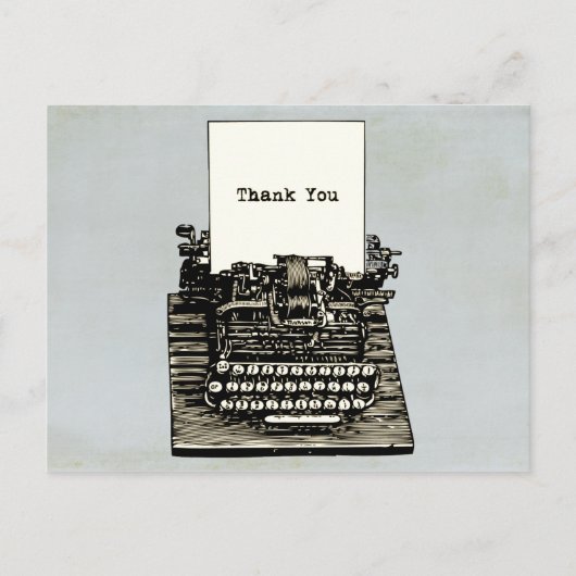 Vintage Schreibmaschine Vielen Dank für Ihre Hochz Postkarte (Vorderseite)
