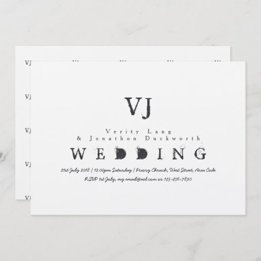 Vintage Schreibmaschine Wedite Kraft Ink Grunge Einladung (Vorne/Hinten)