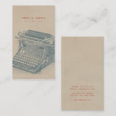Vintage Schreibmaschinen-cooles blaues Retro Visitenkarte (Vorne/Hinten)