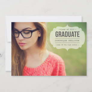 Vintage Schreibmaschinen-Etikett   Abschluss-Einla Einladung