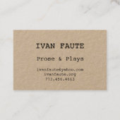 Vintage Schreibmaschinen-Geschäfts-Karte Visitenkarte (Rückseite)