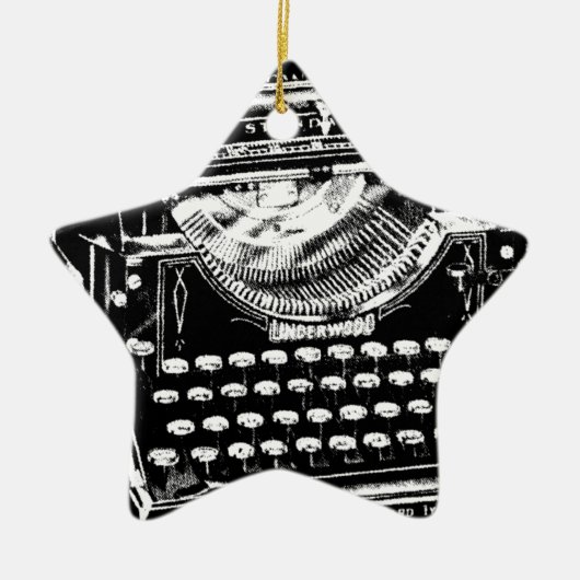 Vintage Schreibmaschinen-Illustration Keramik Ornament (Vorne)