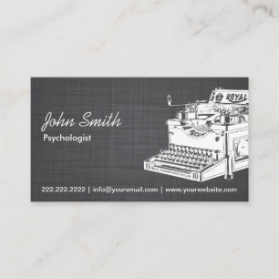 Vintage Schreibmaschinen-Psychologe Leinen Visitenkarte