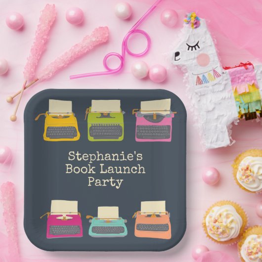 Vintage Schreibmaschinenbücher - Eigene Einführung Pappteller (Party)