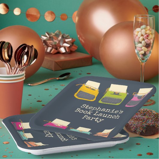 Vintage Schreibmaschinenbücher - Eigene Einführung Pappteller (Multi)