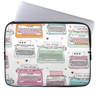 Vintage Schreibmaschinenillustrations-Laptophülse Laptopschutzhülle