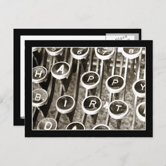 Vintage Schreibschrift Geburtstagsgrüße Postkarte (Vorne/Hinten)