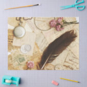 Vintage Schreibtischoberpapiere Rose & Feather Seidenpapier (Basteln)