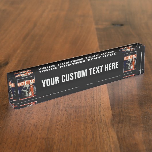 Vintage Schreibtischplatte "Don't Mix ‘Em’" Namensplakette (Seite)