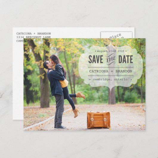 Vintage Schreibweise | Save the Date Postkarte (Vorne/Hinten)