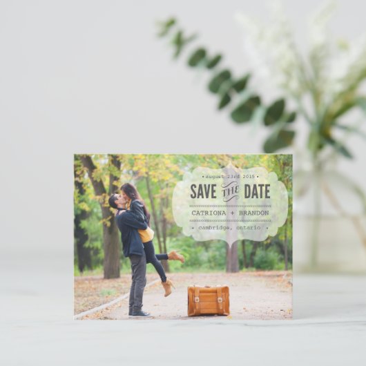 Vintage Schreibweise | Save the Date Postkarte (Stehend Vorderseite)