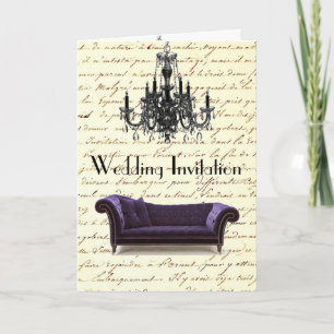 vintage Schriften Paris Kronleuchter Hochzeit Einladung