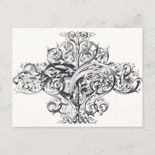 Vintage-Schriftrolle-Typografie-Design Postkarte