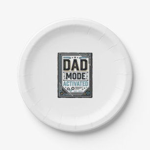 Vintage-Schriftzug-Shirt-Design 'Dad Mode aktivier Pappteller
