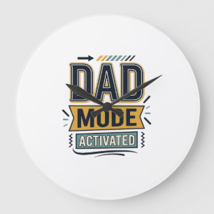 Vintage-Schriftzug-Shirt-Design 'Dad-Modus aktivie Große Wanduhr