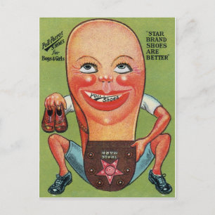 Vintage Schuhe und Postkarte