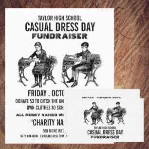 Vintage-Schule, Casual Dress Day Fundraiser-Werbun Flyer