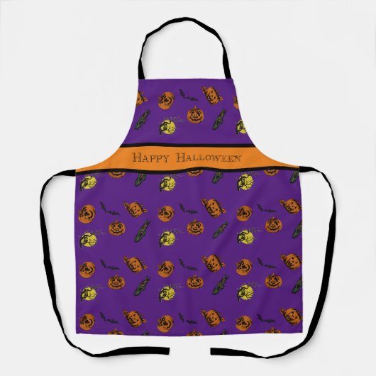 Vintage Schürze Halloween/Kürbis/Fledermaus (Vorderseite)