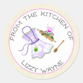 Vintage Schürze mit Backgeschenke Runder Aufkleber (Vorderseite)