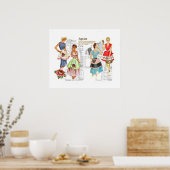 Vintage Schürze Nähen Muster Plakat (Küche)