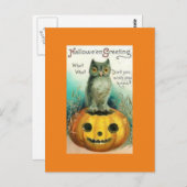 Vintage Schüssel auf KürbisHalloween Postkarte (Vorne/Hinten)