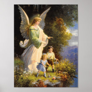 Vintage Schutzengel Druck Poster