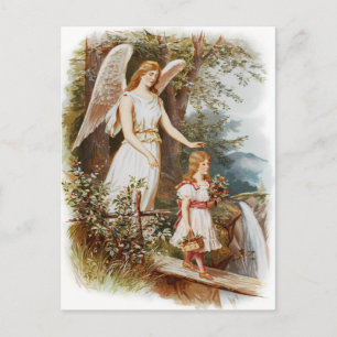 Vintage-Schutzengel-Postkarte Postkarte