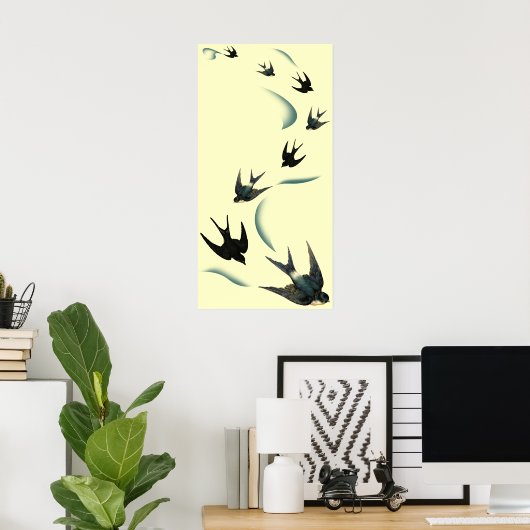 Vintage Schwalbe Vögel Kunst Poster (Heimbüro)