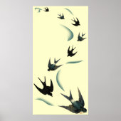 Vintage Schwalbe Vögel Kunst Poster (Vorne)