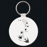 Vintage Schwalbe Vögel Kunst Schlüsselanhänger<br><div class="desc">mit moderner Drehung</div>