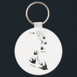 Vintage Schwalbe Vögel Kunst Schlüsselanhänger<br><div class="desc">mit moderner Drehung</div>