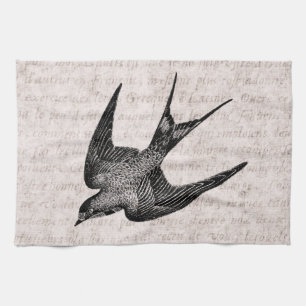 Vintage Schwalben-Illustration - antiker Vogel Geschirrtuch