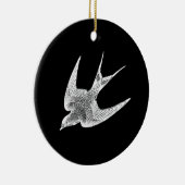 Vintage Schwalben-Illustration - antiker Vogel Keramik Ornament (Rechts)