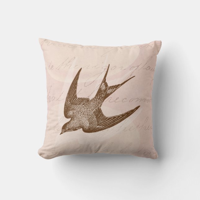 Vintage Schwalben-Illustration - antiker Vogel Kissen (Vorderseite)