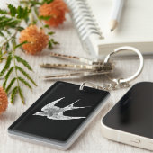 Vintage Schwalben-Illustration - antiker Vogel Schlüsselanhänger (Vorderseite rechts)