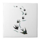 Vintage Schwalben-Vogel-Kunst Fliese (Vorderseite)