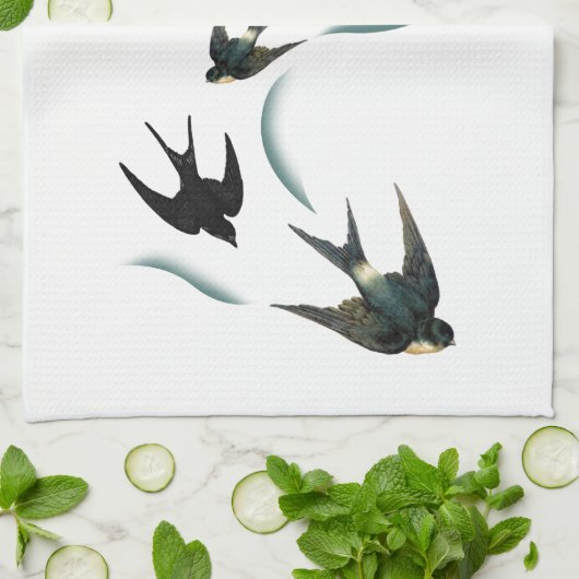 Vintage Schwalben-Vogel-Kunst Handtuch (Gefaltet)