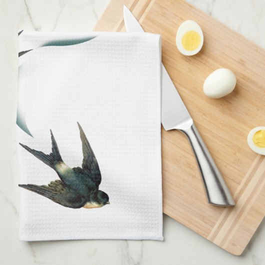 Vintage Schwalben-Vogel-Kunst Handtuch (Viertel Falte)