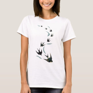 Vintage Schwalben-Vogel-Kunst T-Shirt