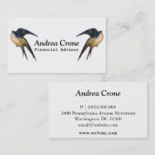 Vintage Schwalben-Vögel Visitenkarte (Vorne/Hinten)