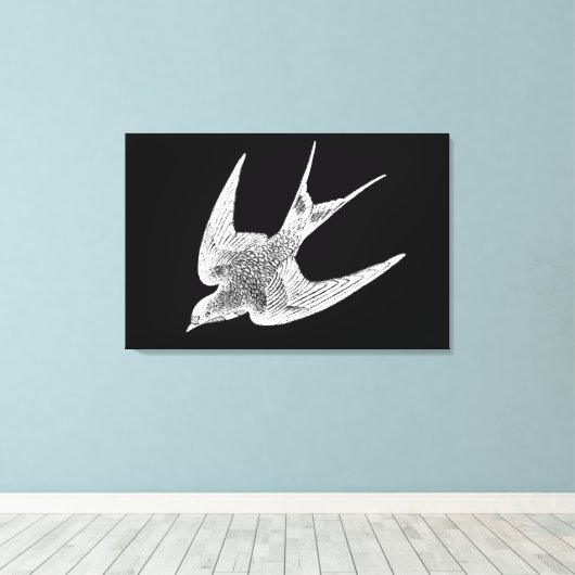Vintage Schwalbenabbildung - Antiquitätenvogel aus Leinwanddruck (Insitu (Holzboden))