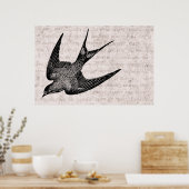 Vintage Schwalbenabbildung - Antiquitätenvogel aus Poster (Küche)