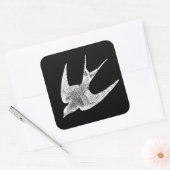 Vintage Schwalbenabbildung - Antiquitätenvogel aus Quadratischer Aufkleber (Umschlag)