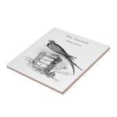 Vintage Schwalbenvogel Fliese (Seite)