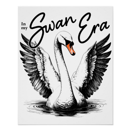 Vintage-Schwan-Ära-Schwarz-Druckplakat Poster (Vorderseite)
